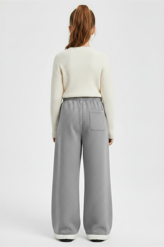 Pantalon Gris Ample Molletonné Chaud Fille - vue 2