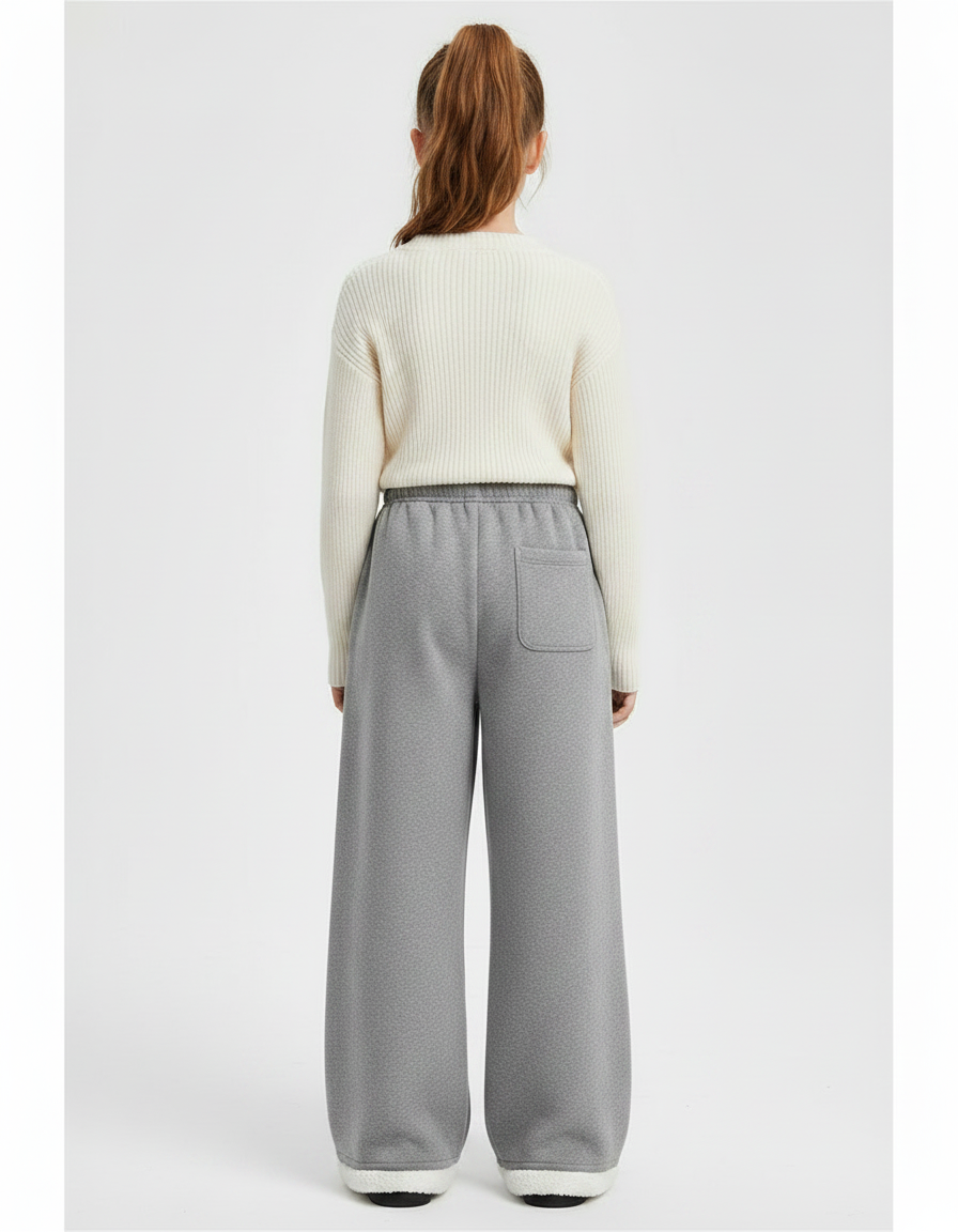 Pantalon Gris Ample Molletonné Chaud Fille - vue 2
