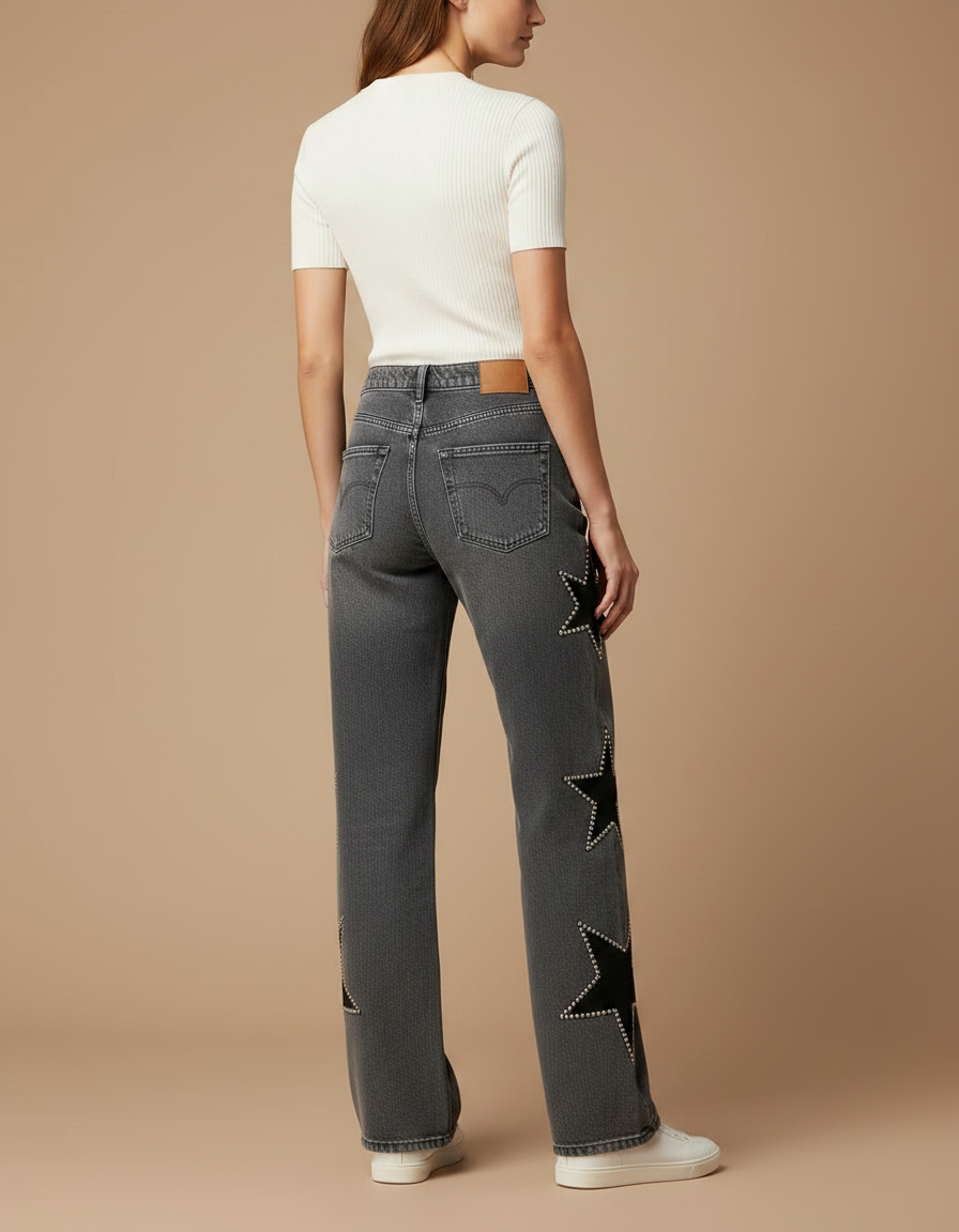 Pantalon Gris Strass - Jean - vue 2