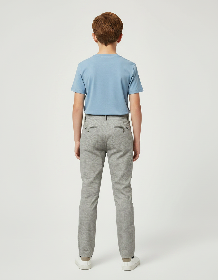 Pantalon Gris Décontracté Droit Coton Garçon - vue 2
