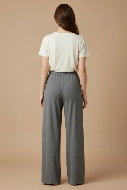 Pantalon Gris Ample Fluide Décontracté Cordon - Molleton - vue 2