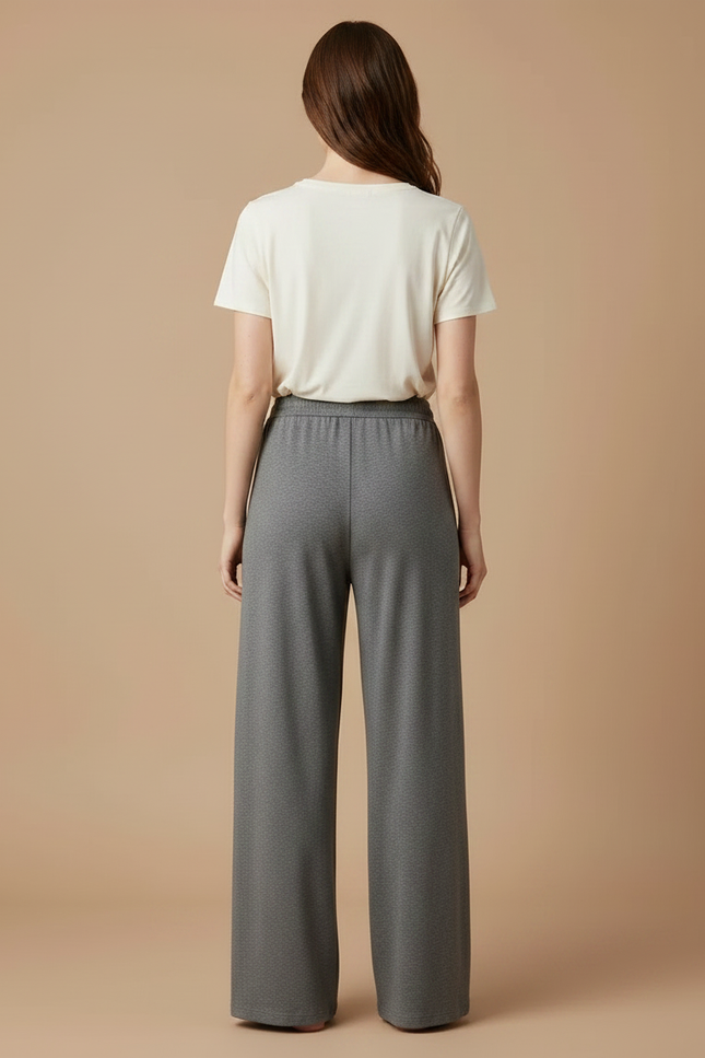 Pantalon Gris Ample Fluide Décontracté Cordon - Molleton - vue 2