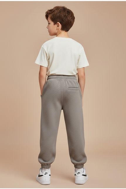 Pantalon Gris Molletonné Ample Décontracté Garçon Sportif - vue 2