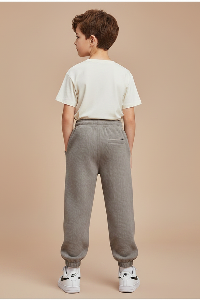 Pantalon Gris Molletonné Ample Décontracté Garçon Sportif - vue 2