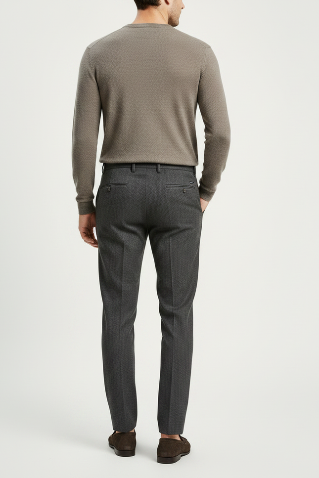 Pantalon Gris Laine Slim Business Texturé Homme - vue 2