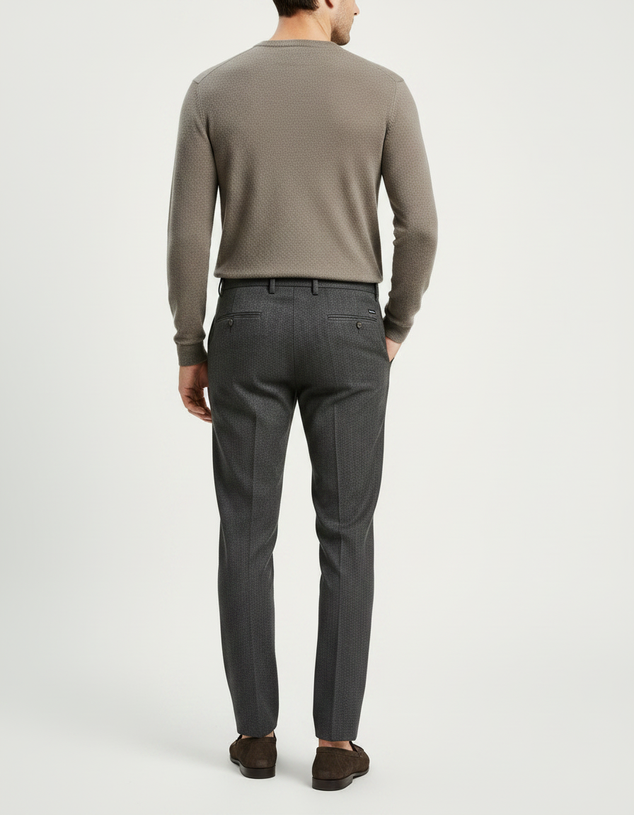 Pantalon Gris Laine Slim Business Texturé Homme - vue 2
