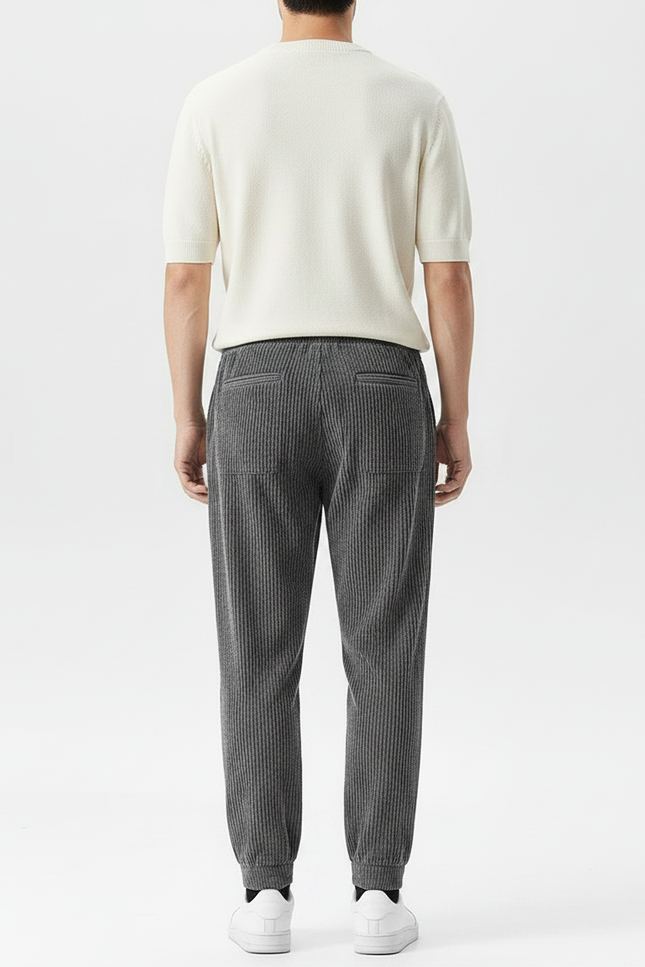 Pantalon Baggy Homme Gris - Cordé - vue 2