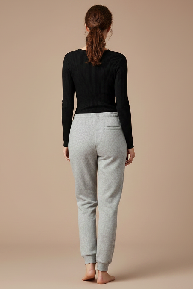 Pantalon Gris Molletonné Imprimé Logo Sport Décontracté - vue 2
