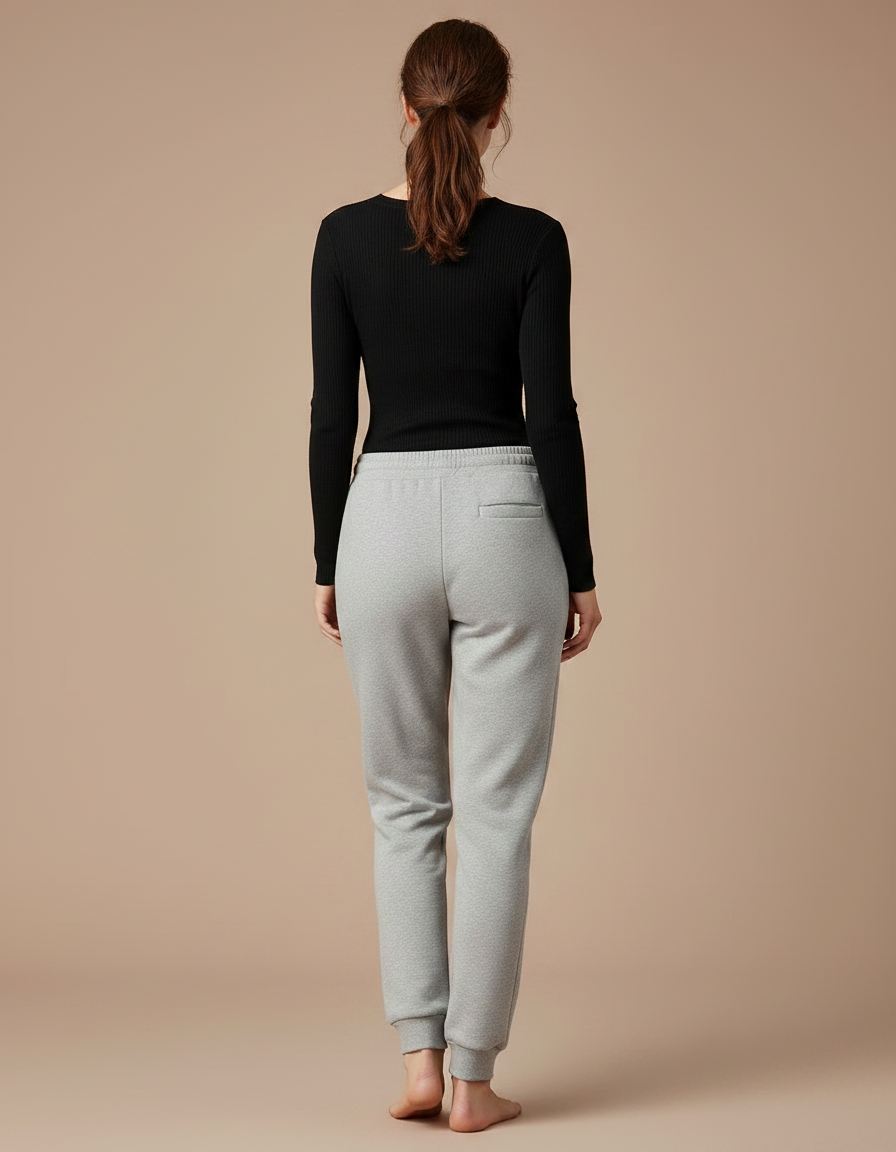 Pantalon Gris Molletonné Imprimé Logo Sport Décontracté - vue 2
