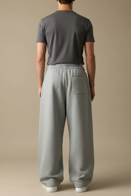 Pantalon Gris Ample Molletonné Décontracté Homme - vue 2