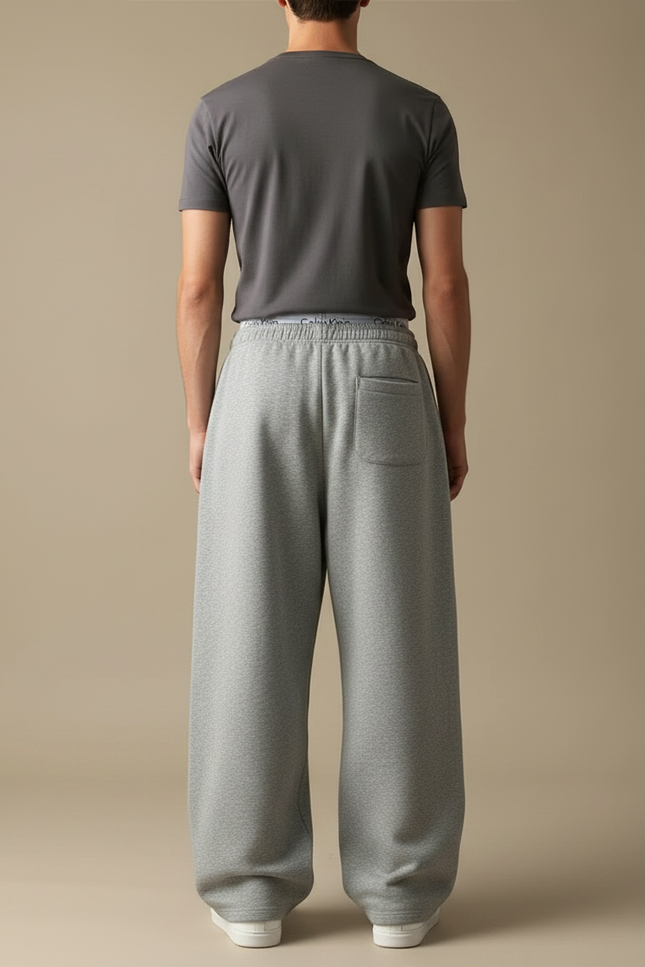 Pantalon Gris Ample Molletonné Décontracté Homme - vue 2