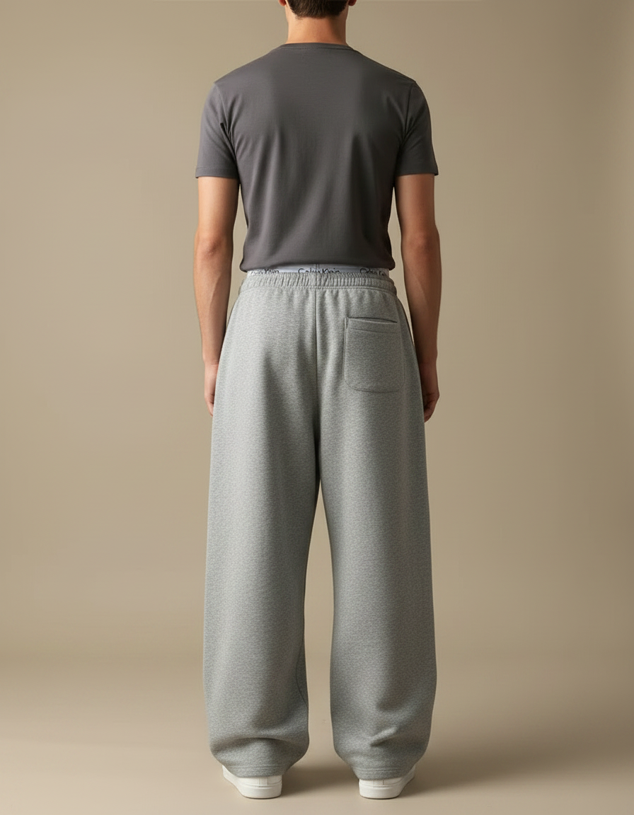 Pantalon Gris Ample Molletonné Décontracté Homme - vue 2