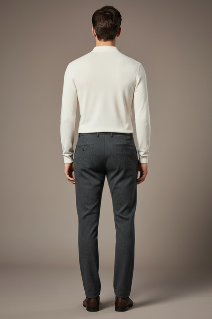 Pantalon Gris Homme Slim Élastique Tissé Décontracté - Laine - vue 2