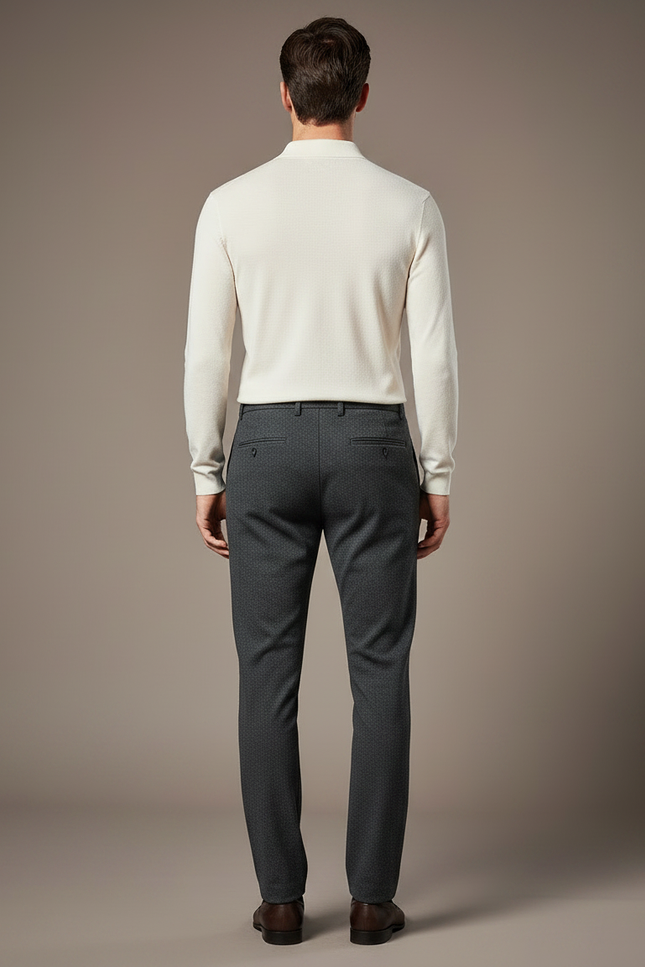 Pantalon Gris Homme Slim Élastique Tissé Décontracté - Laine - vue 2