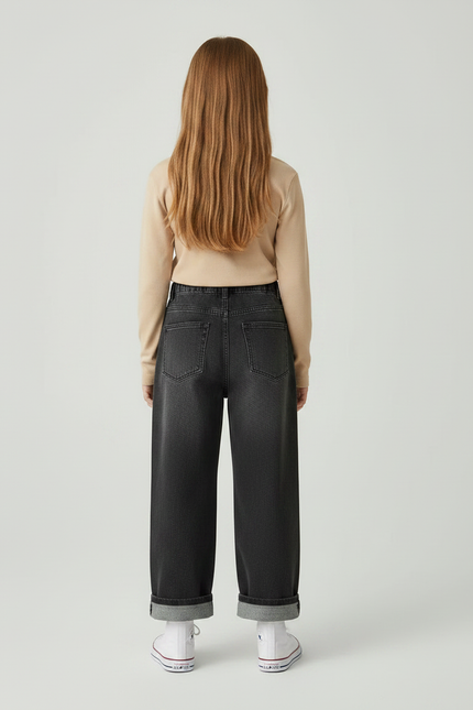 Pantalon Gris Large Décontracté Enfant Coton - Jean - vue 2