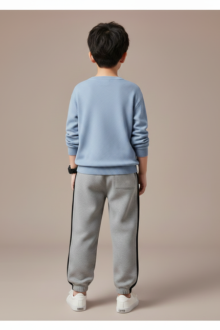 Pantalon Gris Sportif Molletonné Ample Décontracté Garçon - vue 2