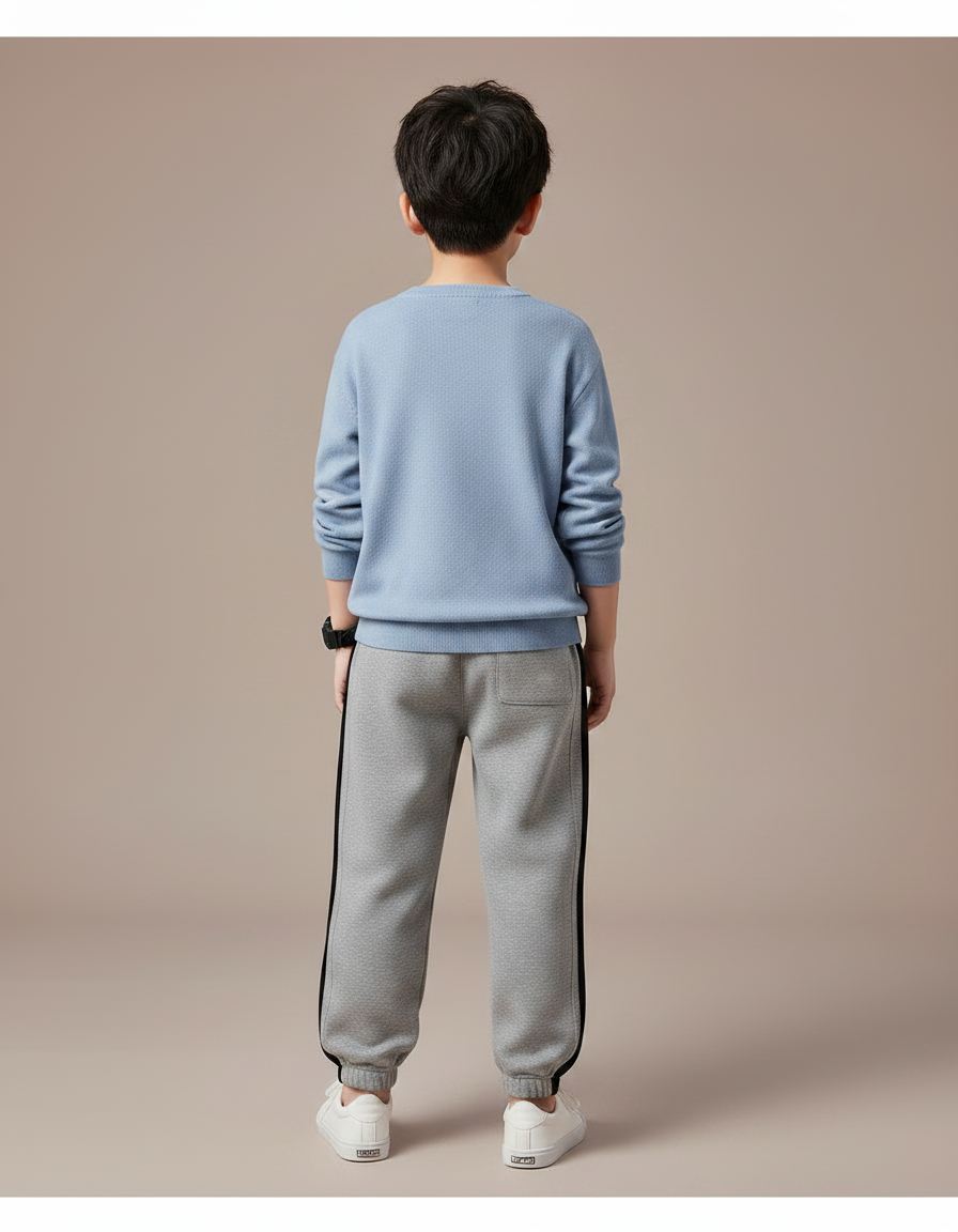 Pantalon Gris Sportif Molletonné Ample Décontracté Garçon - vue 2
