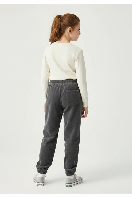 Pantalon Gris Côtelé Large Brodé Cordon - Cordé - vue 2
