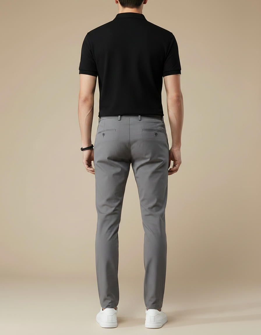 Pantalon Gris Homme Slim Élastique Respirant Décontracté - Polyester - vue 2