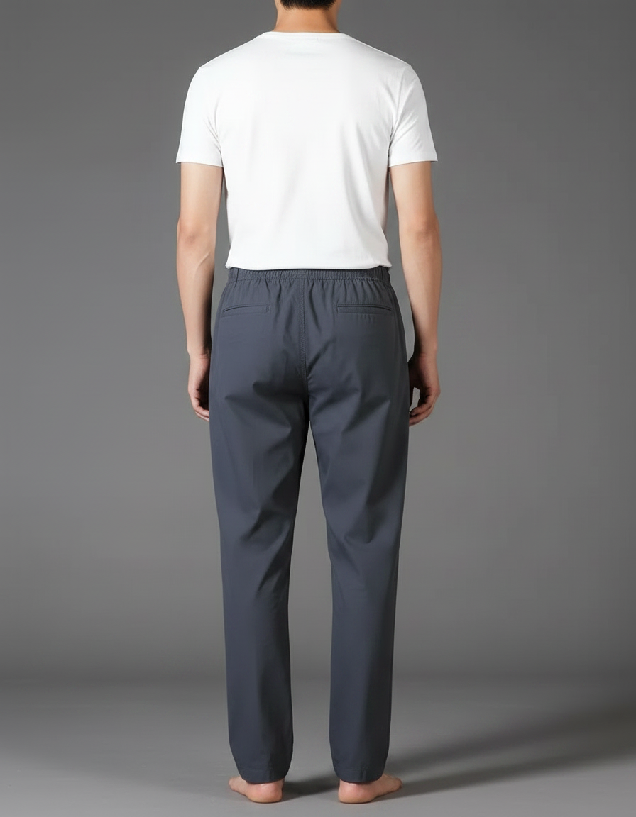 Pantalon Gris Coton Droit Décontracté Homme Élastique - Polyester - vue 2