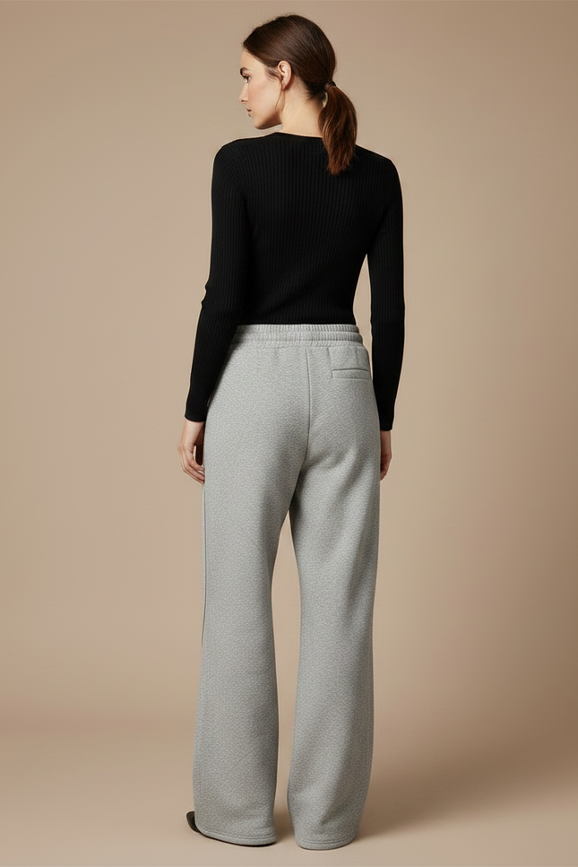 Pantalon Gris Rayé Femme - Molleton - vue 2