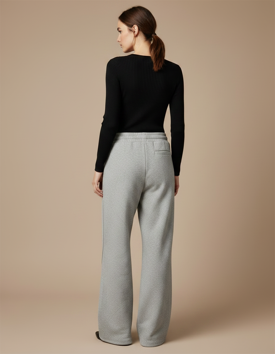 Pantalon Gris Rayé Femme - Molleton - vue 2
