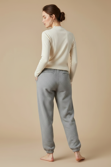 Pantalon Gris Molletonné Ample Décontracté Jogger Femme - vue 2