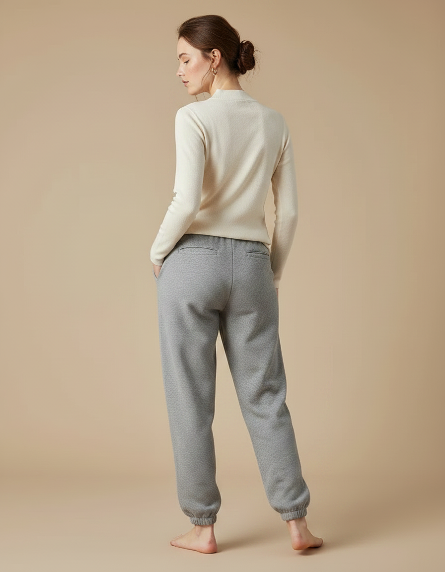 Pantalon Gris Molletonné Ample Décontracté Jogger Femme - vue 2