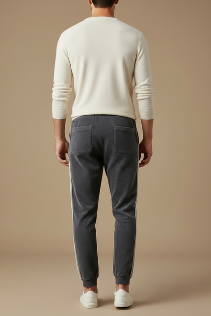 Pantalon Gris Côtelé Jogging Décontracté Vintage - Cordé - vue 2