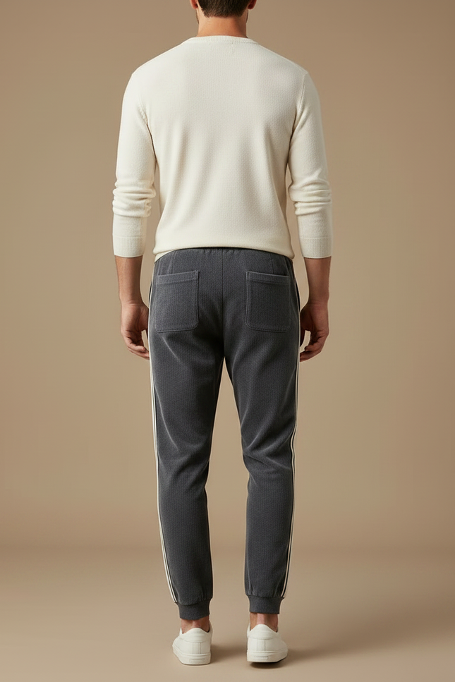 Pantalon Gris Côtelé Jogging Décontracté Vintage - Cordé - vue 2