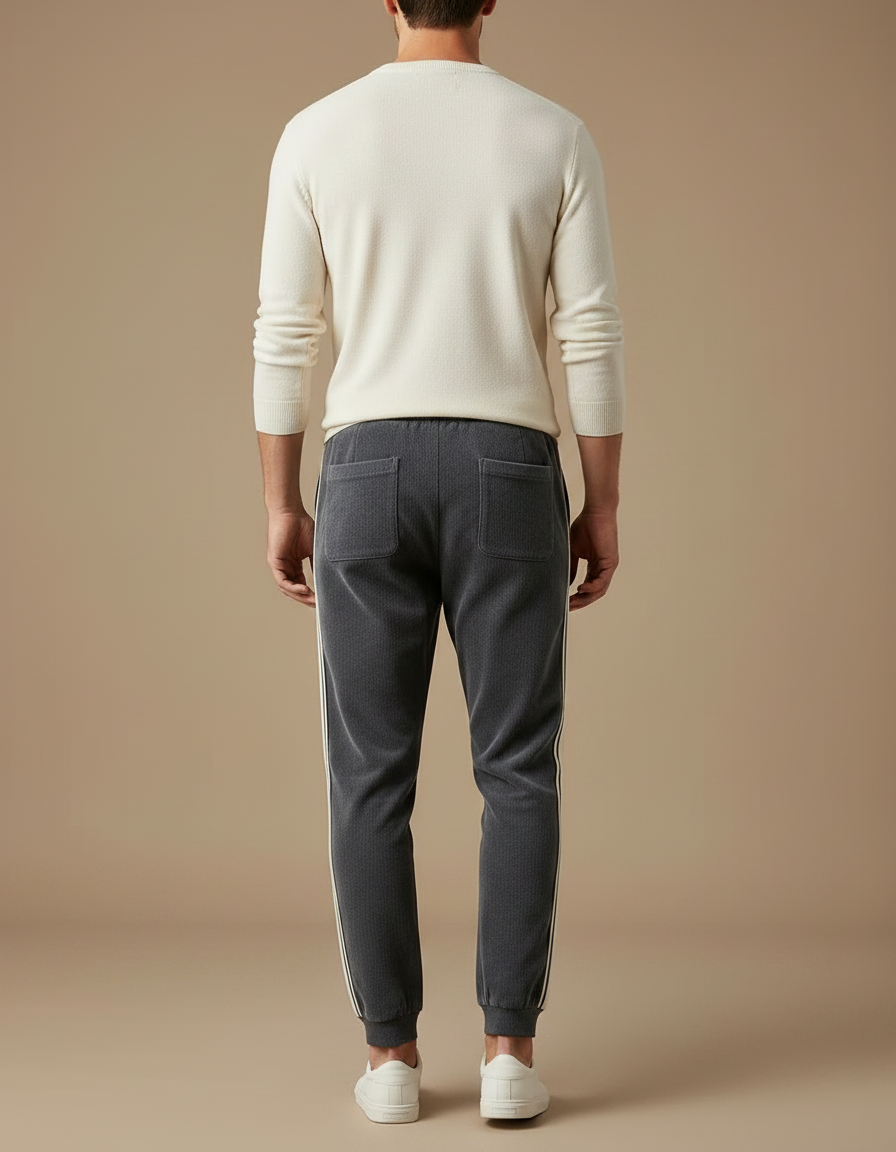 Pantalon Gris Côtelé Jogging Décontracté Vintage - Cordé - vue 2