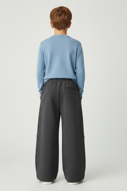 Pantalon Gris Ample Chaud Enfant Épais Décontracté - Molleton - vue 2
