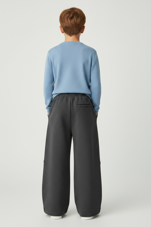 Pantalon Gris Ample Chaud Enfant Épais Décontracté - Molleton - vue 2