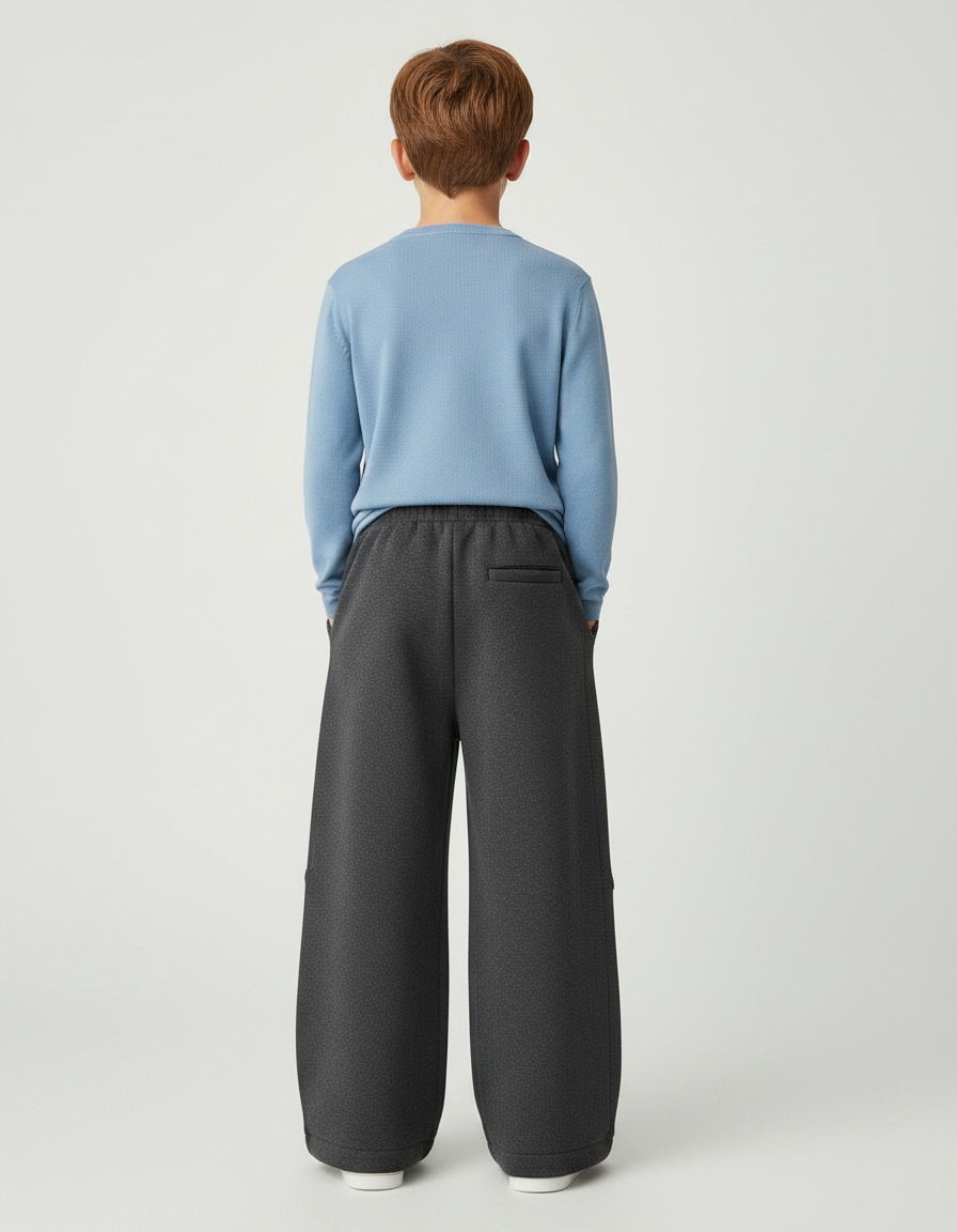 Pantalon Gris Ample Chaud Enfant Épais Décontracté - Molleton - vue 2