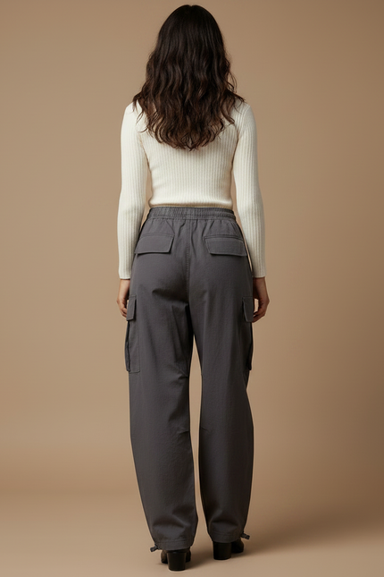 Pantalon Cargo Militaire Femme Gris - Toile - vue 2
