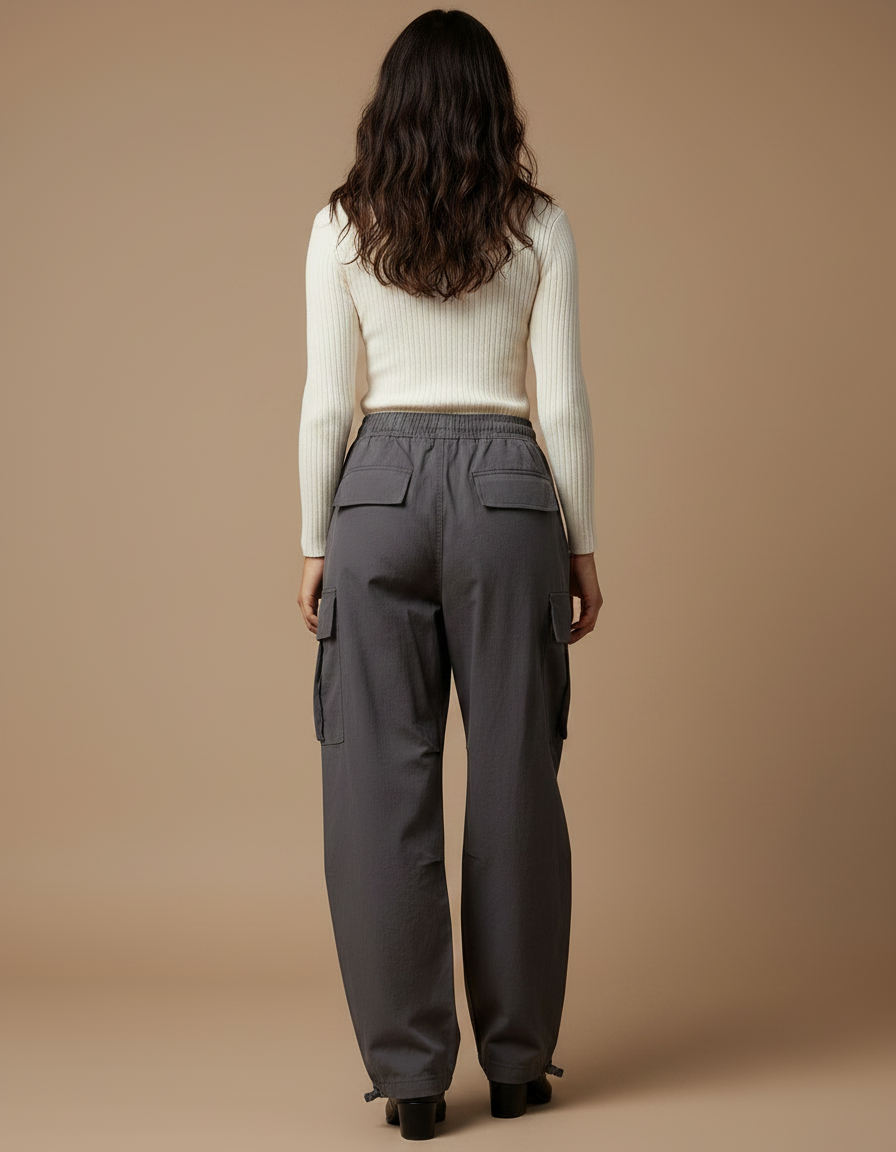 Pantalon Cargo Militaire Femme Gris - Toile - vue 2