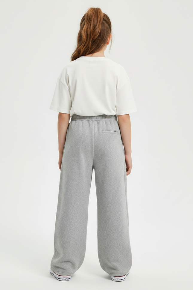 Pantalon Gris Ample Décontracté Molletonné Enfant Hiver - vue 2
