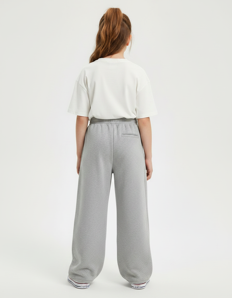 Pantalon Gris Ample Décontracté Molletonné Enfant Hiver - vue 2