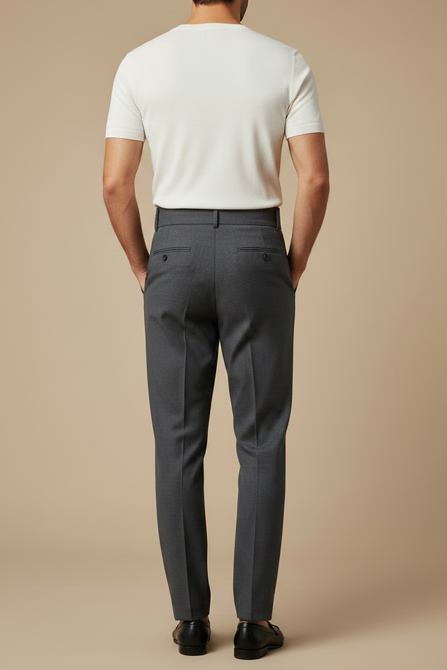 Pantalon Gris Taille Haute Plissé Élégant Classique - Gabardine - vue 2