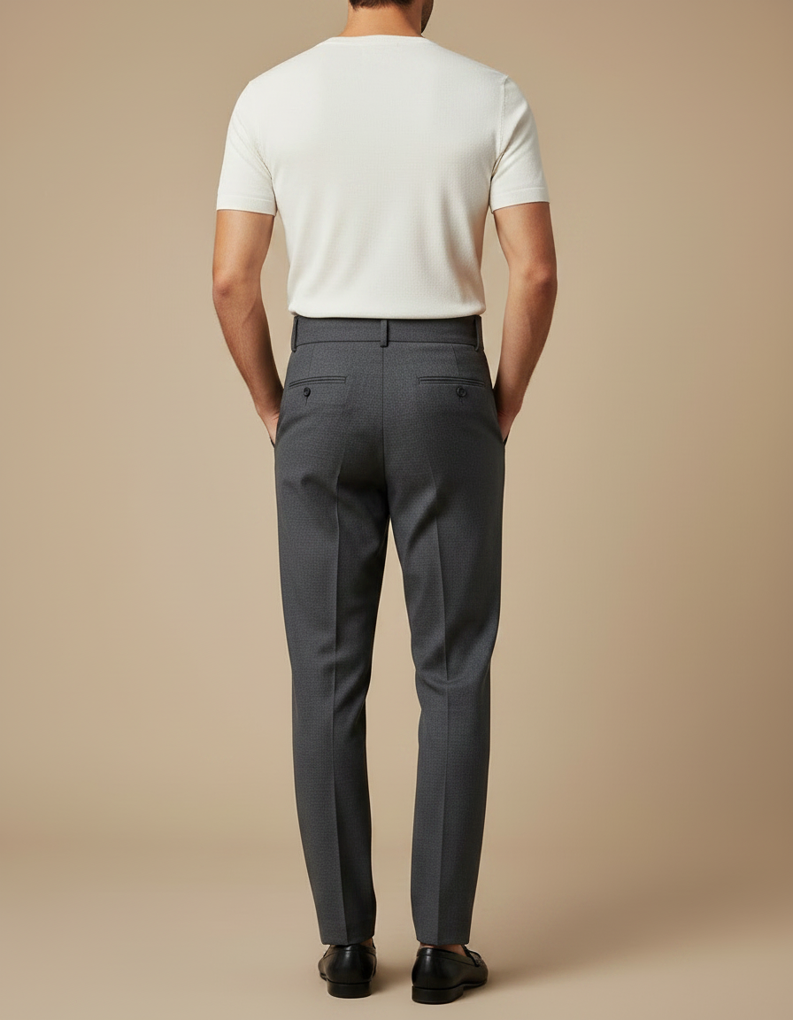 Pantalon Gris Taille Haute Plissé Élégant Classique - Gabardine - vue 2