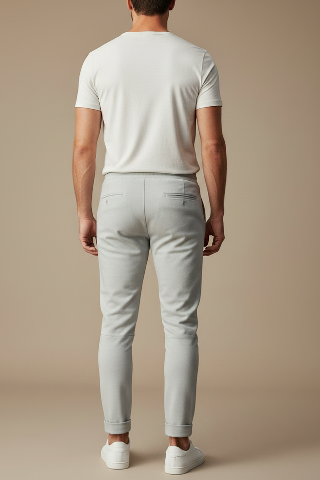 Pantalon Gris Cordon Décontracté Slim Élégant - Molleton - vue 2