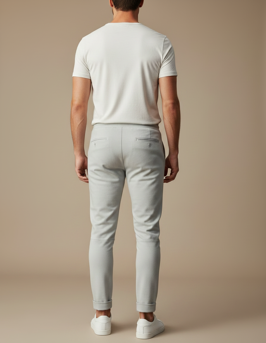 Pantalon Gris Cordon Décontracté Slim Élégant - Molleton - vue 2