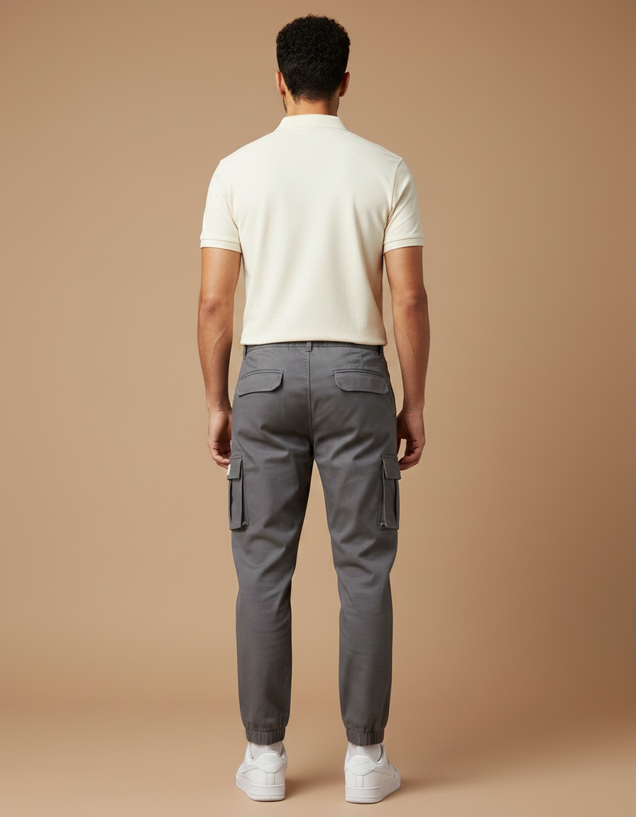 Pantalon Gris Cargo Décontracté Coton Homme Jogger - vue 2