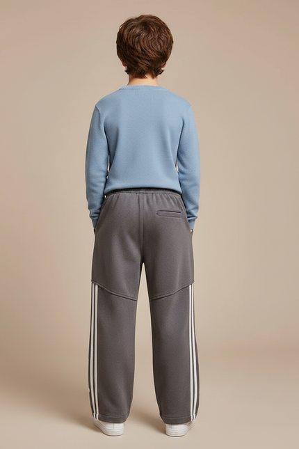 Pantalon Gris Ample Sport Rayures Blanc Enfant - Molleton - vue 2