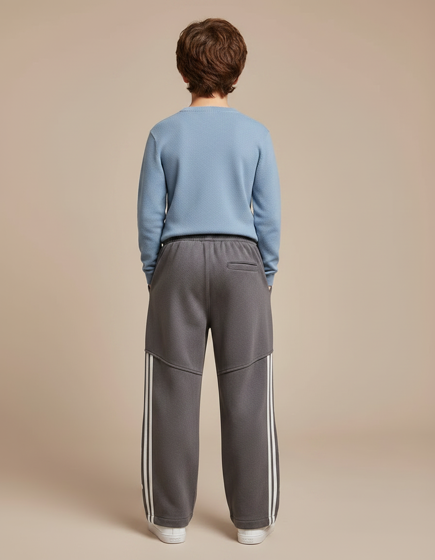 Pantalon Gris Ample Sport Rayures Blanc Enfant - Molleton - vue 2
