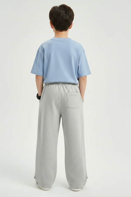 Pantalon Gris Enfant Ample Décontracté Coton Sport - Molleton - vue 2