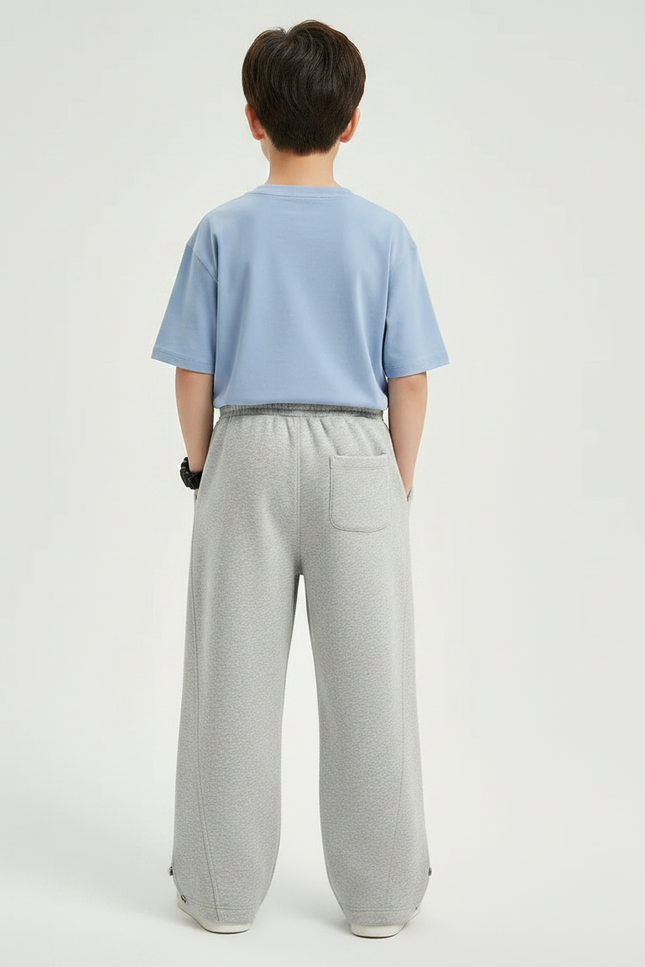 Pantalon Gris Enfant Ample Décontracté Coton Sport - Molleton - vue 2