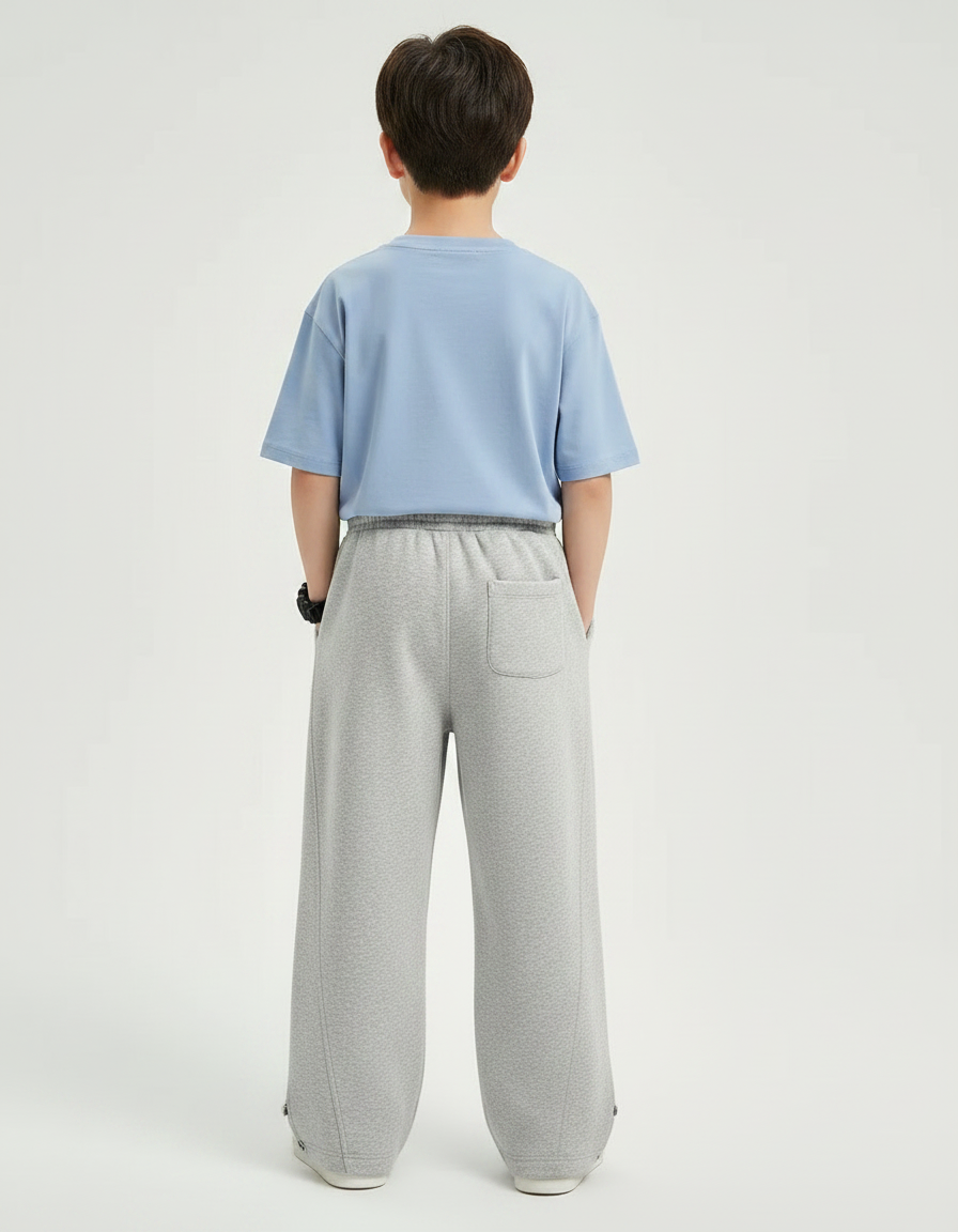 Pantalon Gris Enfant Ample Décontracté Coton Sport - Molleton - vue 2
