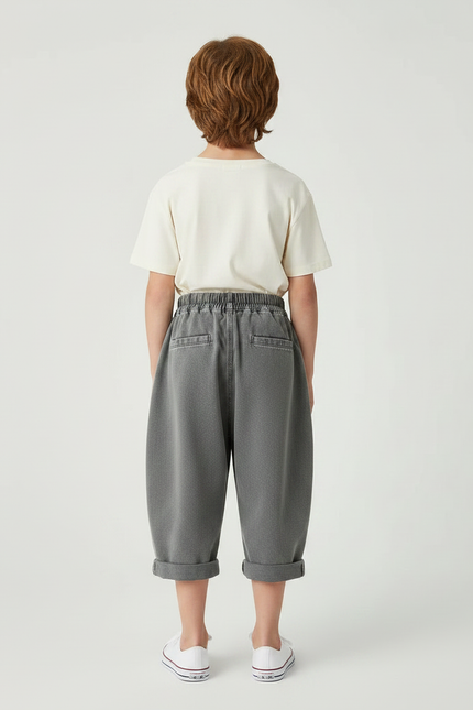 Pantalon Gris Baggy Enfant Décontracté Ample - Jean - vue 2