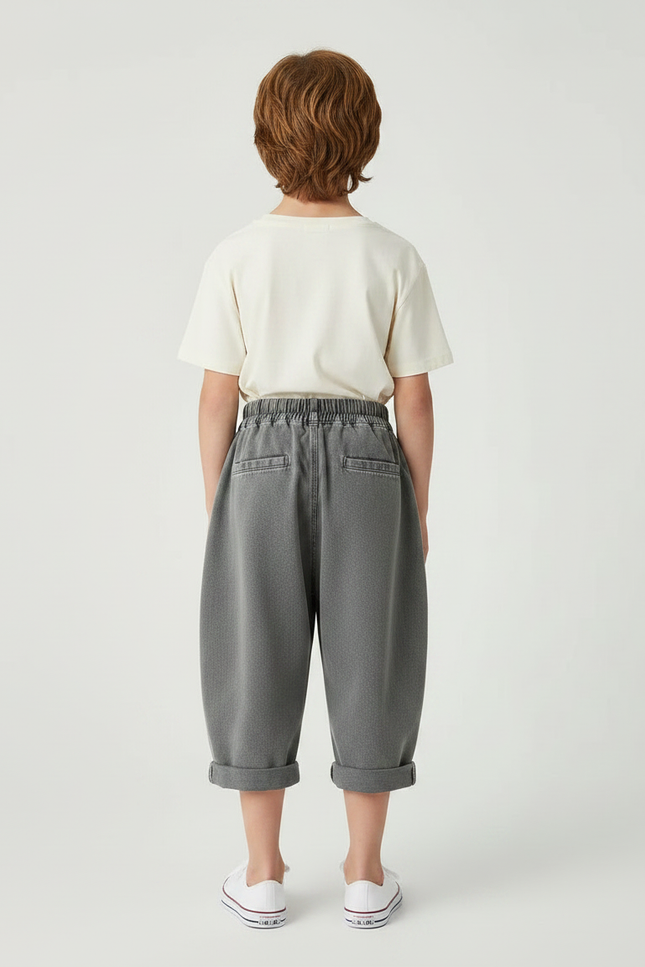 Pantalon Gris Baggy Enfant Décontracté Ample - Jean - vue 2